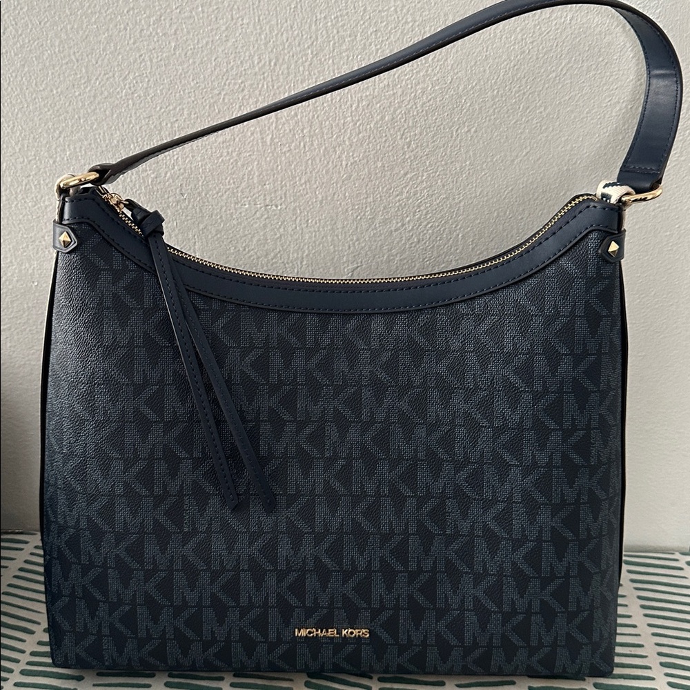 Michael Kors Dark Blue Monogram Shoulder Bag